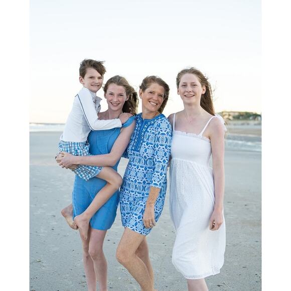 Cabana Life Blue Roadmap Embroidered Shift Coverup Medium - Picture 2 of 8